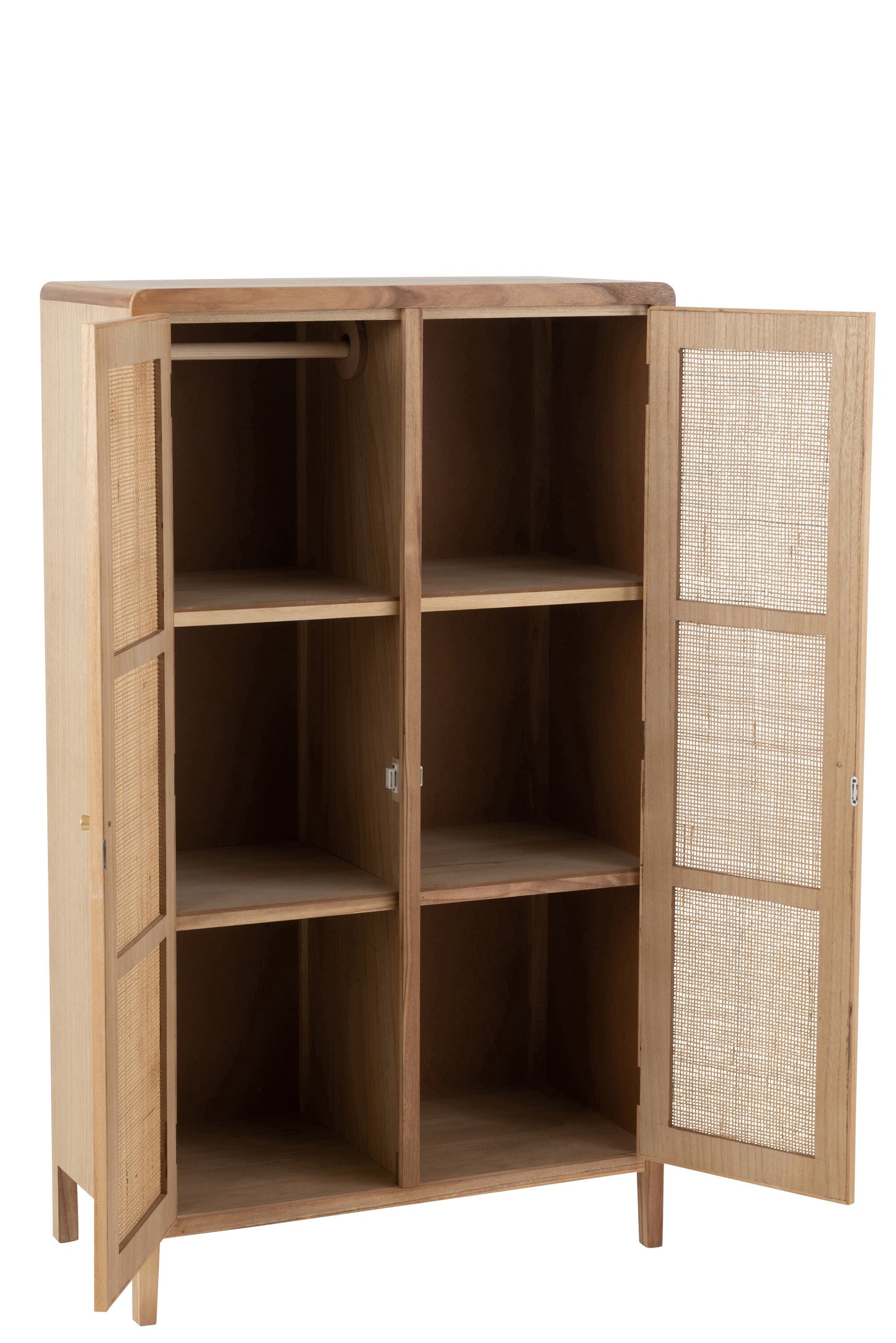 Armoire 2 Portes Bois/Rotin Naturel