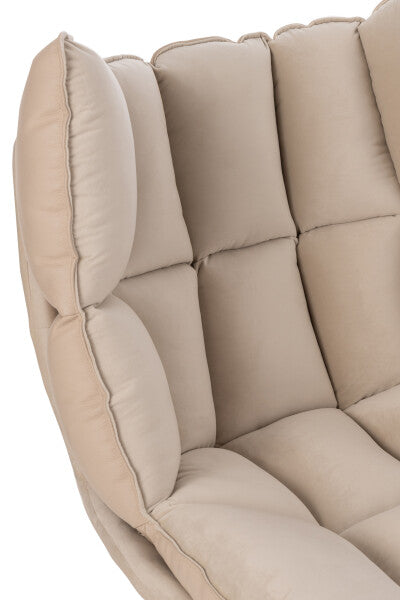 Chaise Relax Coussin Sur Pied Textile/Metal Beige