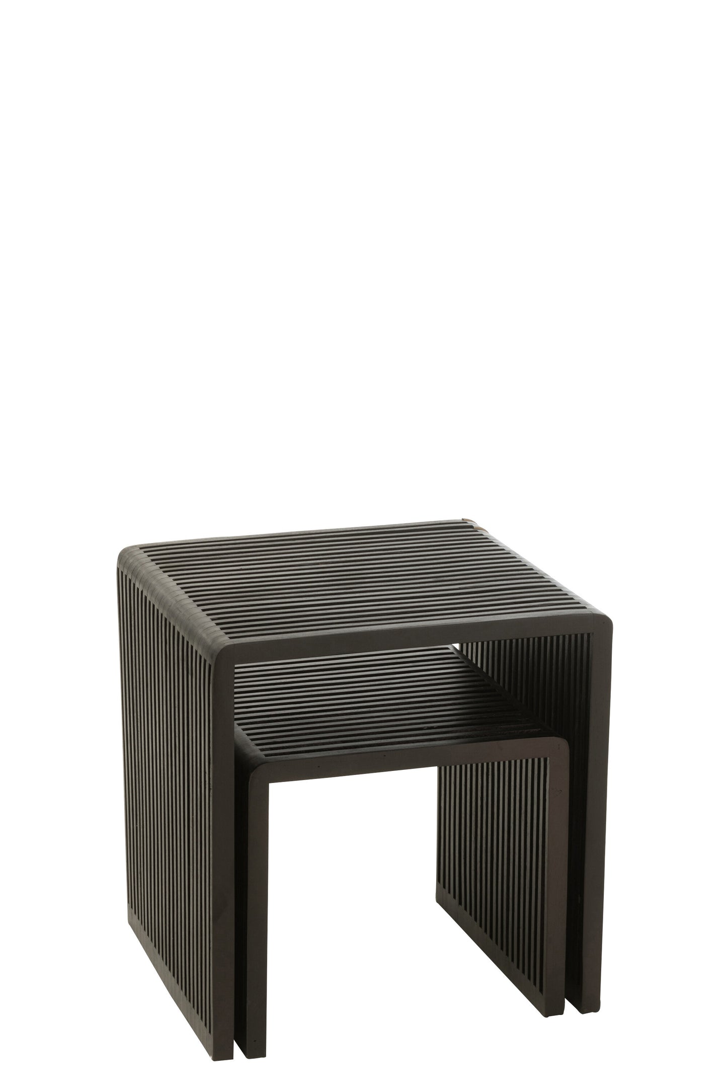 Set De 2 Tables Basses Cubiques Teck Recycle Noir
