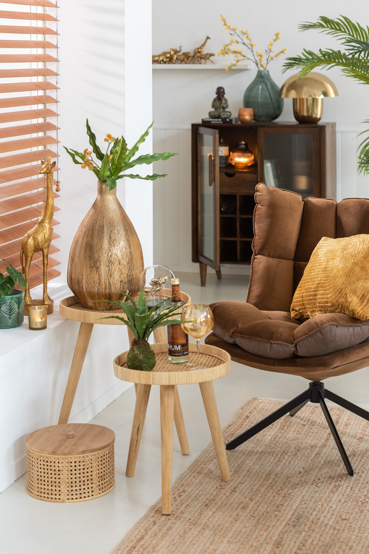 Chaise Relax Coussin Sur Pied Textile/Metal Marron