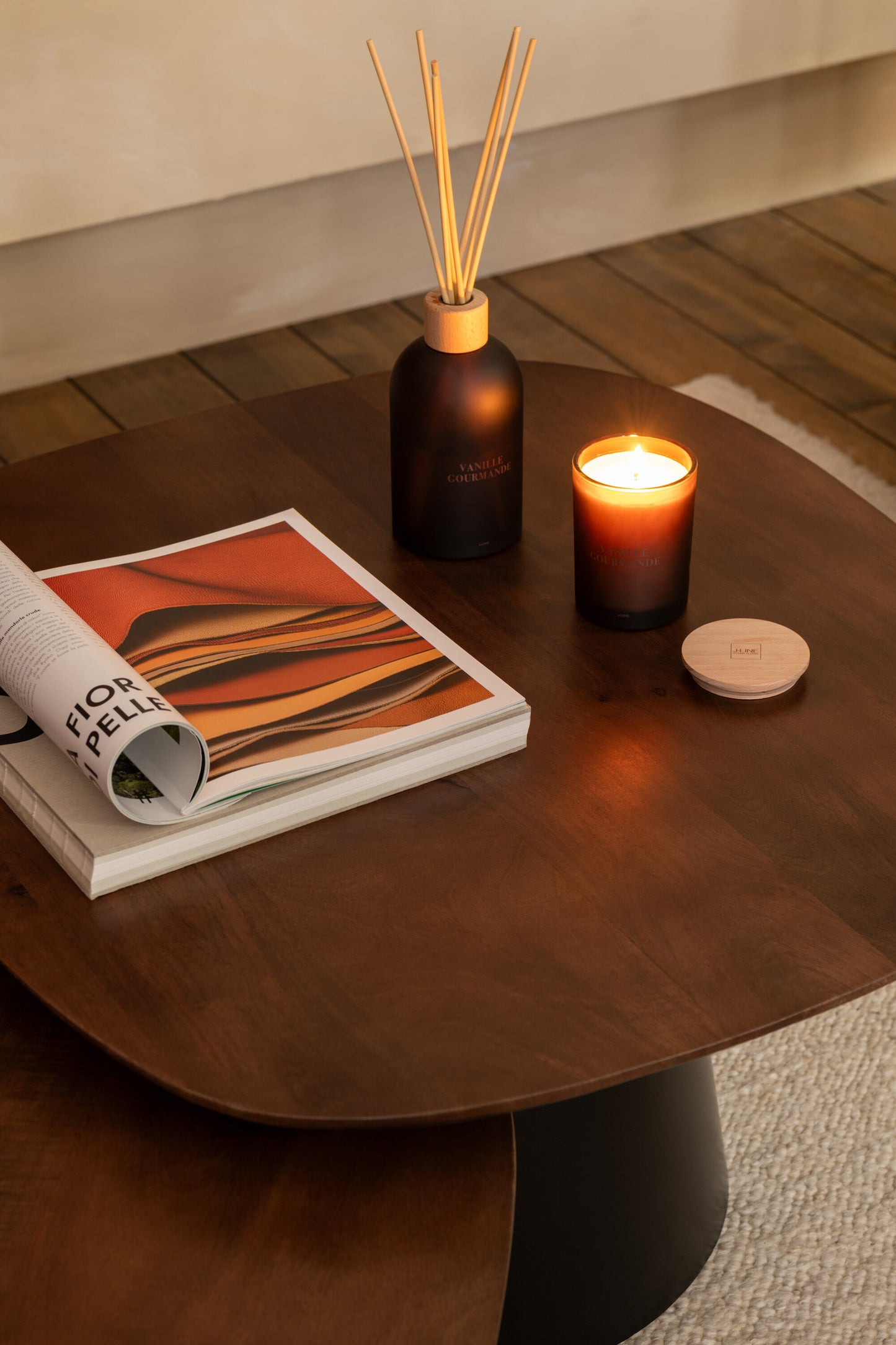 Set De 2 Table D'appoint Carré Bois De Manguier Marron Foncé - Noir