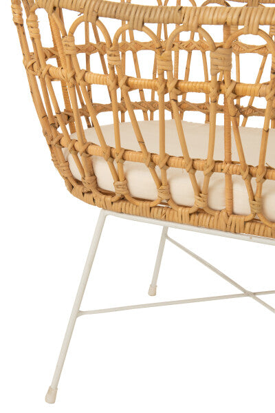 Berceau + Matelas Rotin/Métal Naturel/Blanc