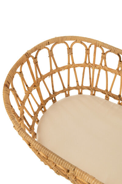 Berceau + Matelas Rotin/Métal Naturel/Blanc