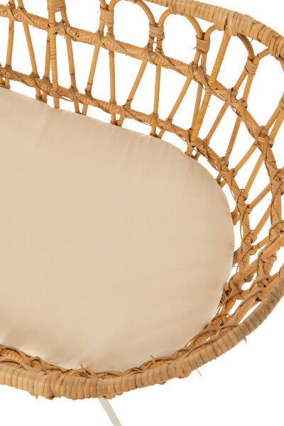 Berceau + Matelas Rotin/Métal Naturel/Blanc