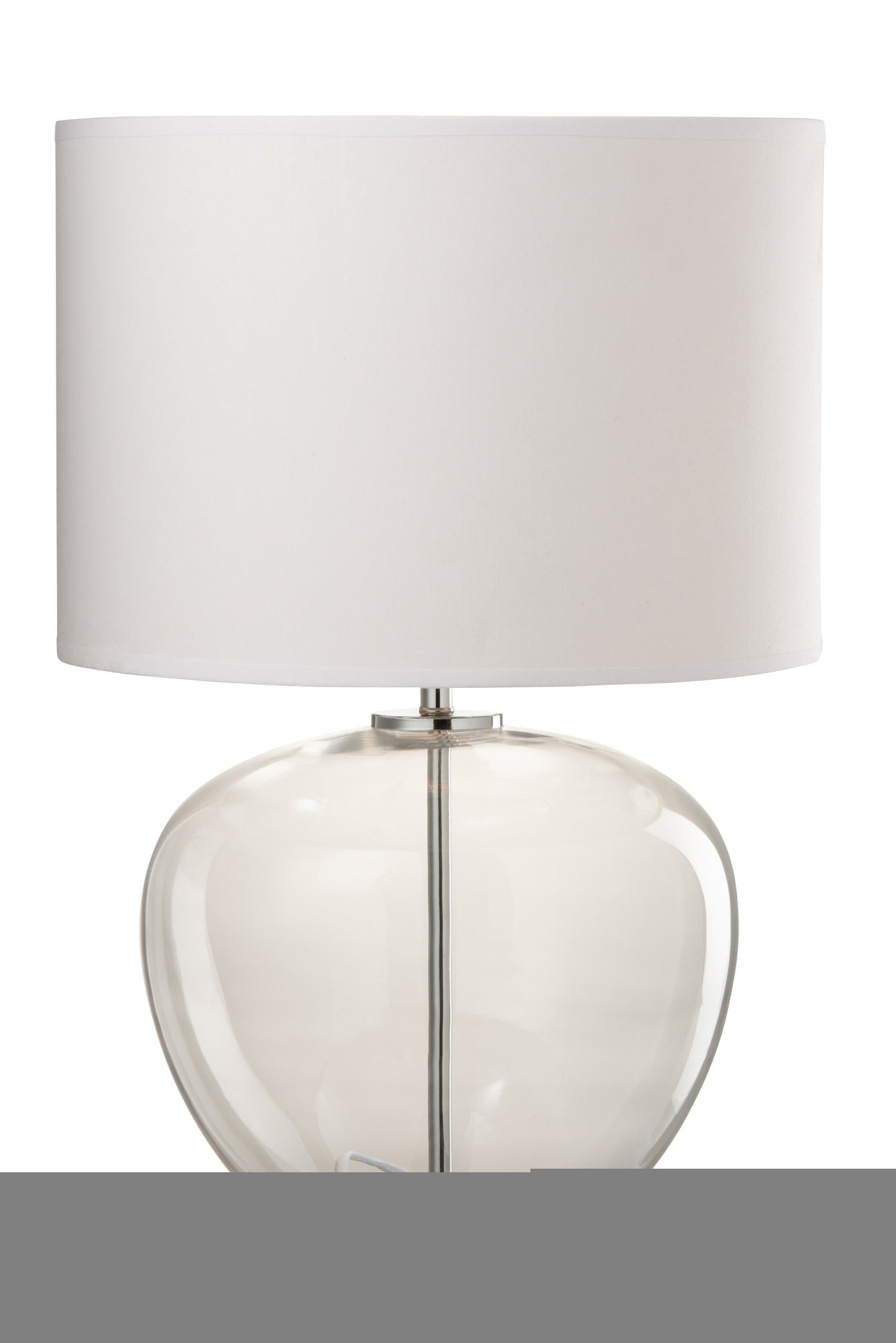 Lampe Transparente Verre/Textile Argent/Blanc