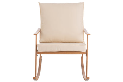 Chaise A Bascule Metal/Textile Blanc/Naturel