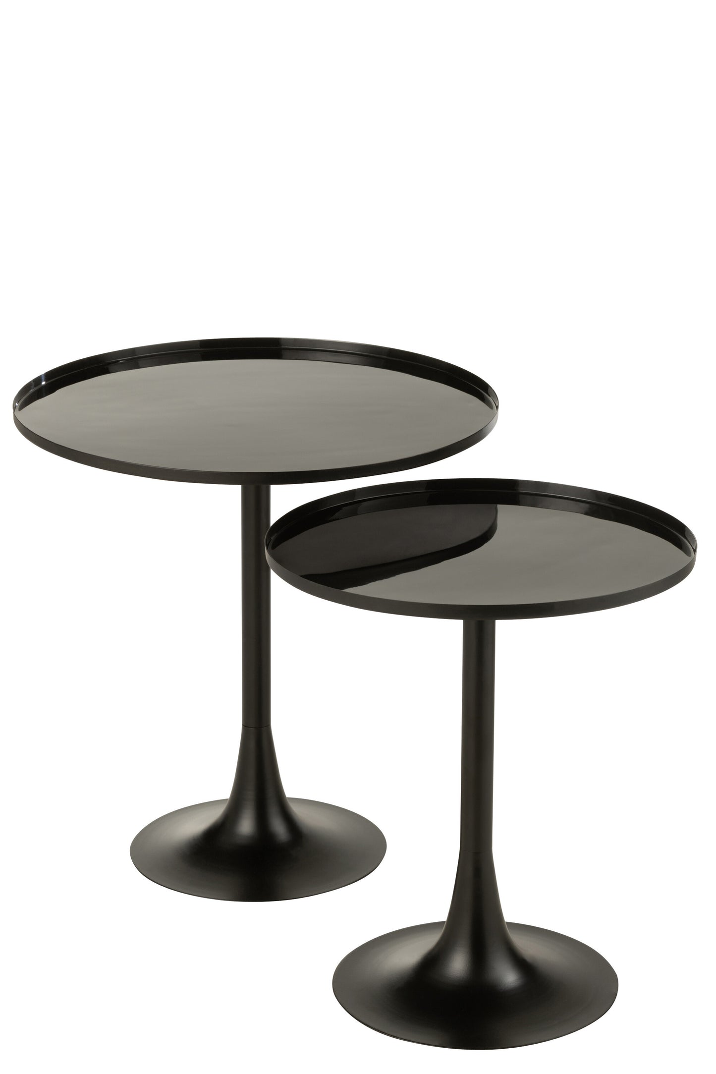 Set De 2 Tables Gigogne Avec Plateau Metal Brillant Noir