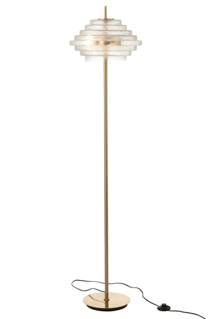 Lampe Sur Pied Led Or Metal/Verre Transparent