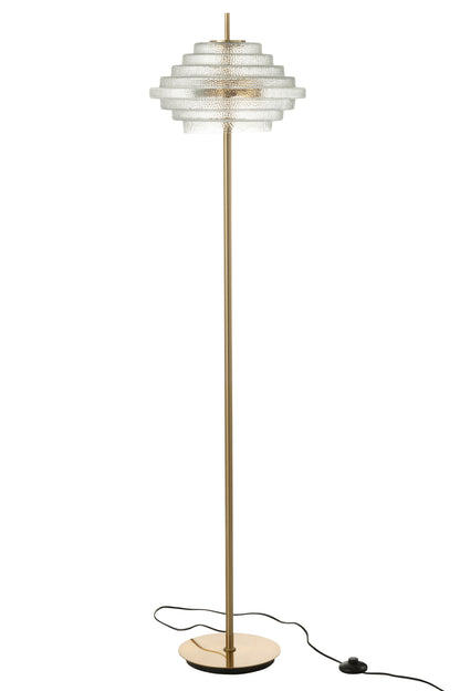 Lampe Sur Pied Led Or Metal/Verre Transparent