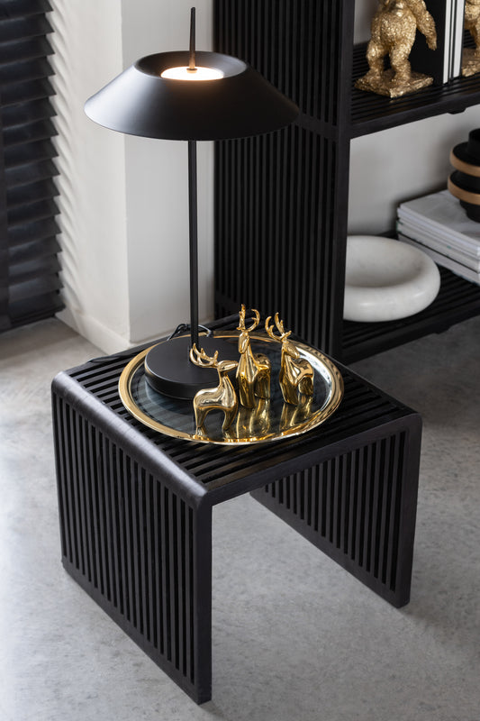 Set De 2 Tables Basses Cubiques Teck Recycle Noir