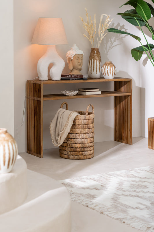Set De 2 Console Avec Etagere Teck Recycle Naturel