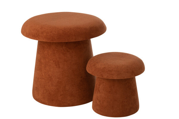 Set De 2 Tabouret Champignon Mdf Terracotta