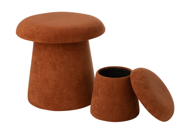 Set De 2 Tabouret Champignon Mdf Terracotta