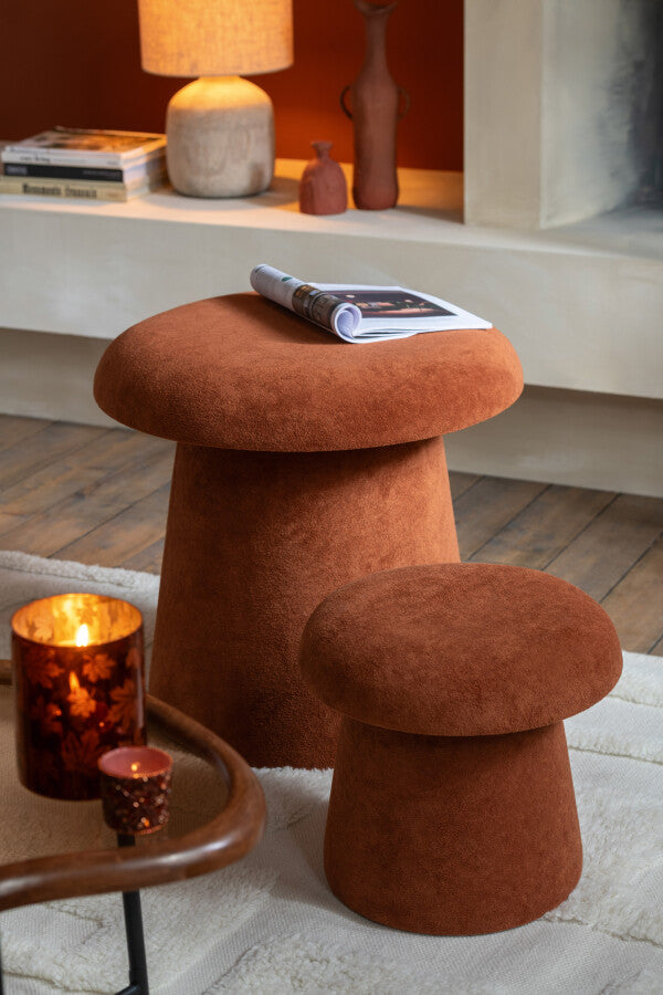 Set De 2 Tabouret Champignon Mdf Terracotta