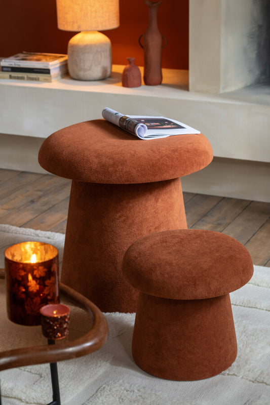 Set De 2 Tabouret Champignon Mdf Terracotta
