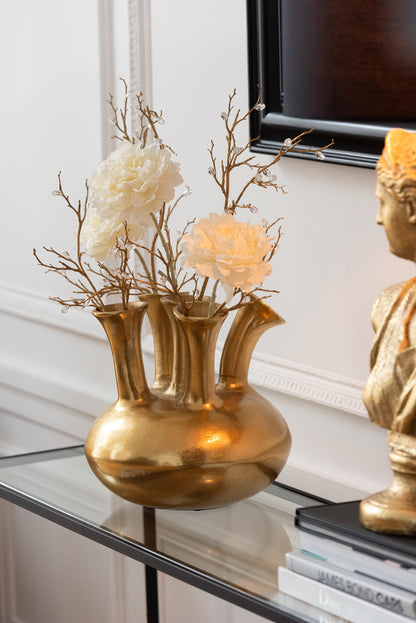 Vase Tulipe Aluminium Doré